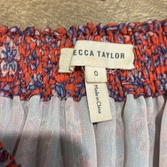 Rebecca Taylor dress patchwork tiered raw hem off the shoulder lined‎ 0 silk - Picture 6 of 9